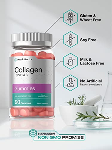 Hydrolyzed Collagen Gummies | 90 Count | Strawberry Flavored Gummy Supplement HorbäachAu supplements