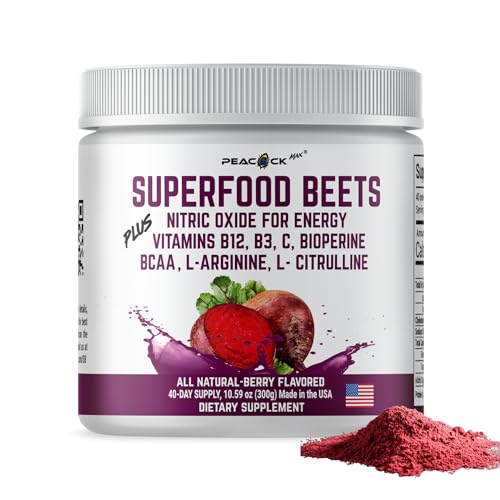 Peacock Max Superfoods Blend Immunity Support Vegan Gluten Free (Beets Nitric Oxide B12 Powder) Peacock MaxAu supplements