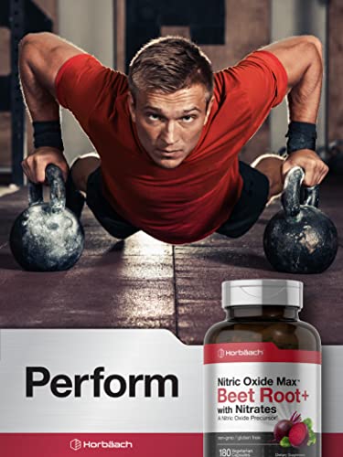 Nitric Oxide Beet Root Capsules | with Nitrates | 180 Count | Nitric Oxide Precursor | Vegetarian HorbäachAu supplements