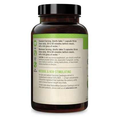 Naturewise Garcinia Cambogia with Pure Garcinia Cambogia Extract, 60% HCA Concentrati NatureWiseUS supplements