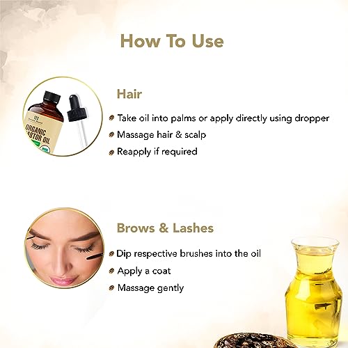 Botanic Hearth Castor Oil | USDA Certified Organic |100% Pure & Hexane Free | Cold Pressed | Growth Botanic HearthAu supplements