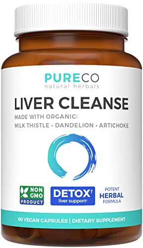Organic Liver Cleanse Detox & Repair (Vegan, Non-GMO) Milk Thistle Extract (80% Silymarin) PURE COAu supplements