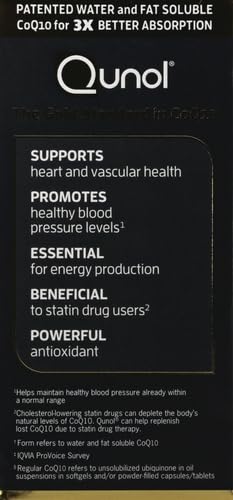 Qunol CoQ10 100mg Softgels, Ultra CoQ10 100mg, 3x Better Absorption, Antioxidant QunolUS supplements