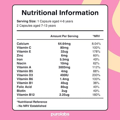 Kids Vitamins - Multivitamin for Kids with Calcium, Zinc, Iron, Vitamin C, B12, D3 and More PurolabsUS supplements