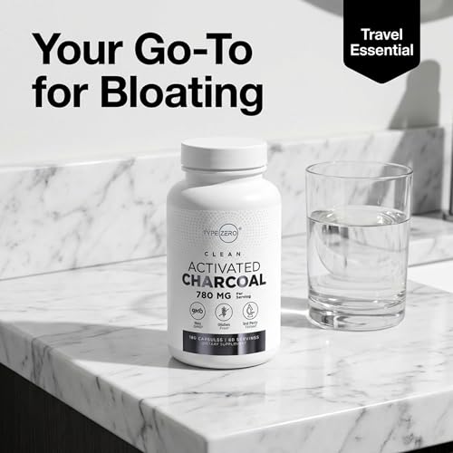 Type Zero Activated Charcoal Capsules (180 Count) - 60 Servings, 780mg Per Serving, from Coconut Shell, Non-GMO, Gluten-Free Type ZeroUS supplements