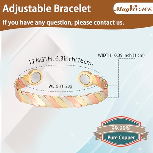 MagVIVACE Women Copper Magnetic Bracelet for Arthritis, Pure Copper Jewelry, Lymph Detox Bracelets MagVIVACEAu supplements