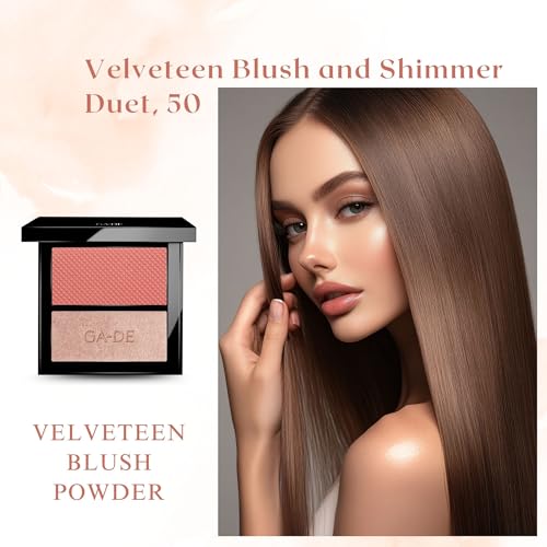 GA-DE Velveteen Blush and Shimmer Duet, 50 - Formulated with Micronized Pearls and Pigments for Sculpting Face and Décolleté - Paraben-Free - 0.26 oz GA-DEAu supplements