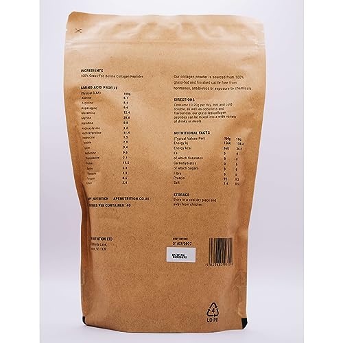APE Nutrition Collagen Powder Peptides - Type 1 & 3 Bovine Collagen Protein, 100% Grass-Fed & Finished, Ancestral Supplement UK A | P | EAu supplements
