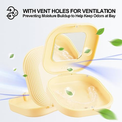 Retainer Case with Mirror and Vent Holes, Cute Retainer Holder Case Compatible with Invisalign HeigoeostUS supplements