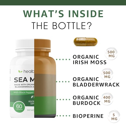 healblend Organic Irish Moss, Bladderwrack, Burdock, & BioPerine - 1405mg with Black Pepper healblendAu supplements
