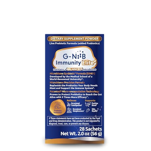 G-NiiB Immunity Elite (SIM01 Synbiotic Formula) - Potent Live probiotics and Added prebiotics to Support Immunity, Regularity, Sleep, Mood, and Skin - 5X More Effective in Reaching the Gut Alive G-NiiBAu supplements