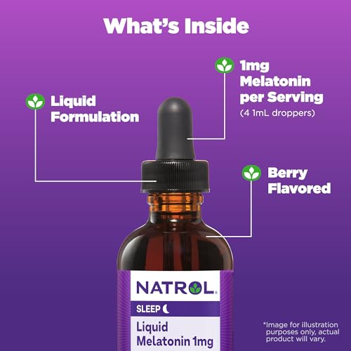 Natrol Liquid Melatonin 1mg, Berry-Flavored Dietary Supplement for Restful Sleep, 2 Fl Oz NatrolAu supplements