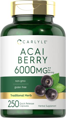 Carlyle Acai Berry Capsules 6000mg | 250 Count | Non-GMO & Gluten Free Acai Berry CarlyleAu supplements