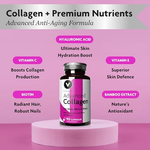 Premium Collagen Supplements for Women - High Strength Marine Collagen with Hyaluronic Acid, Biotin, Vitamin C & E V VitaminiUS supplements