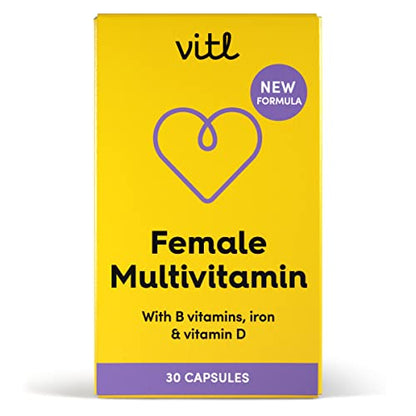 Vitl Female Multivitamin & Minerals Supplement - 30 Vegan Capsules - 21 Essential Active VITLUS supplements