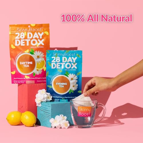SkinnyBoost 28 Day Detox Tea Kit-1 Daytime (28 Bags) 1 Evening (14 Bags) Non GMO SkinnyBoostUS supplements