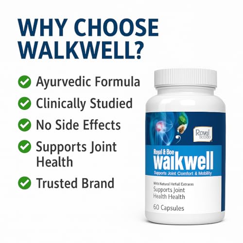 Royal Bee Walkwell Capsules – 60 Capsules – Supports Joint Pain & Inflammation Relief · Useful in Osteoarthritis · Promotes Flexibility & Mobility · Clinically Studied Herbal Ingredients GenericAu supplements