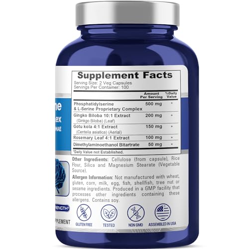 NusaPure Phosphatidylserine Memory Ultimate Complex 1000mg 200 Vegetarian Caps NusaPureUS supplements