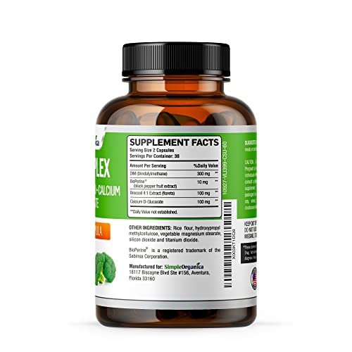 Simple Organica DIM Supplement for Women and Men 300mg with BioPerine, Broccoli Simple OrganicaUS supplements