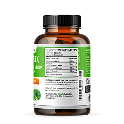 Simple Organica DIM Supplement for Women and Men 300mg with BioPerine, Broccoli Simple OrganicaUS supplements