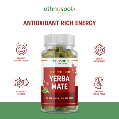 Full Spectrum Yerba Mate Capsules - Boosts Energy & Mental Focus - Supports Health EthnospotUS supplements