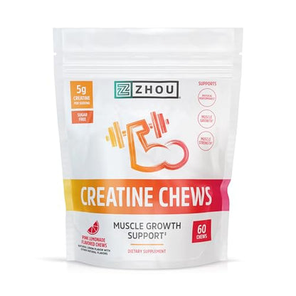 Zhou Nutrition Creatine Monohydrate Chewables 5g for Men & Women, Sugar Free Zhou NutritionUS supplements