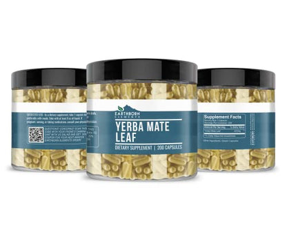 Earthborn Elements Yerba Mate Leaf 200 Capsules, Pure & Undiluted, No Additives Earthborn ElementsUS supplements