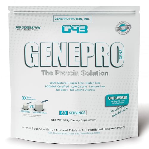 Genepro Unflavored Protein Powder - New Formula - Lactose-Free, Gluten-Free Genepro Gen. 3 The Protein SolutionUS supplements