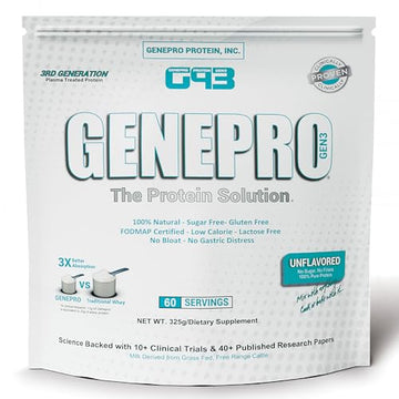 Genepro Unflavored Protein Powder - New Formula - Lactose-Free, Gluten-Free Genepro Gen. 3 The Protein SolutionUS supplements