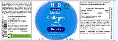 Holland & Barrett Marine Collagen with Vitamin C 3000mg 180 Tablets Holland & BarrettUS supplements