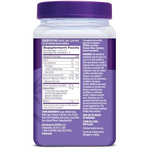 Natrol Sleep + Restore Magnesium Glycinate Blend Gummies with Melatonin 5mg - Calm Magnesium with GABA, Botanical Blend, Cherry Flavor, 60 Gummies NatrolAu supplements