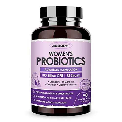 Probiotics for Women Digestive Health with Enzymes & Prebiotics 100 Billion | Vaginal Probiotics ZEBORAUS supplements