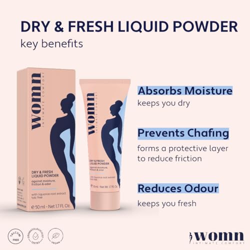 womn Intimate Comfort DRY & FRESH LIQUID POWDER – talc-free liquid body powder against moisture womnAu supplements