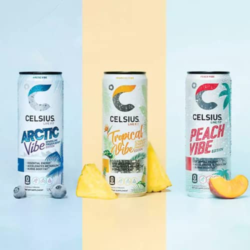 CELSIUS Energy Drink |Functional Essential Energy Drink Peach Vibe, Tropical and Arctic BETRULIGHTUS supplements