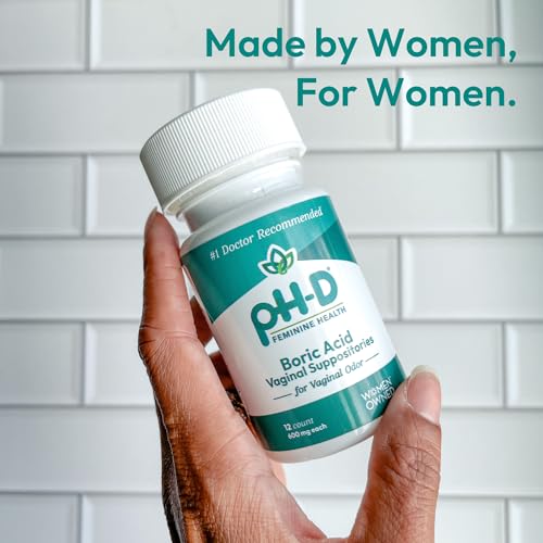pH-D Feminine Health - 600 mg Boric Acid Suppositories - Woman Owned - for Vaginal Odor Use - 12 Count pH-D Feminine Health SupportAu supplements