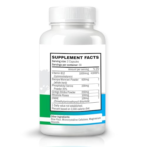Memory Muscle – Advanced Nootropic Brain Supplement with Vitamin B12, Bacopa Monnieri & DMAE for Focus, Memory, Mental Clarity & Clean Energy – Premium Cognitive Support Formula Oaks NutritionAu supplements