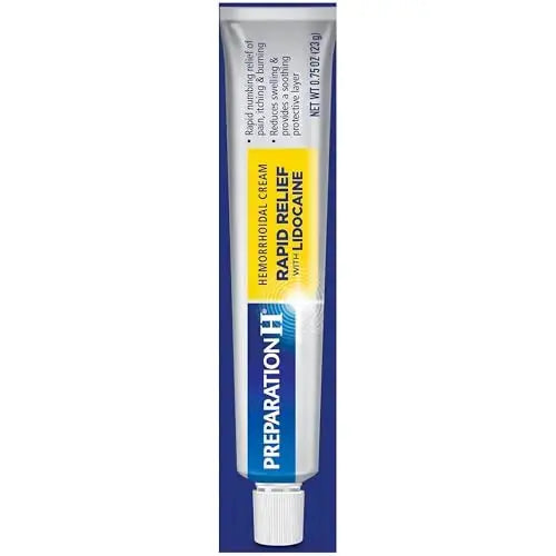 Preparation H Rapid Relief Hemorrhoid Cream with Lidocaine, Numbing Relief for Swelling, Pain, Burning and Itching - 0.75 Oz Tube Preparation HAu supplements