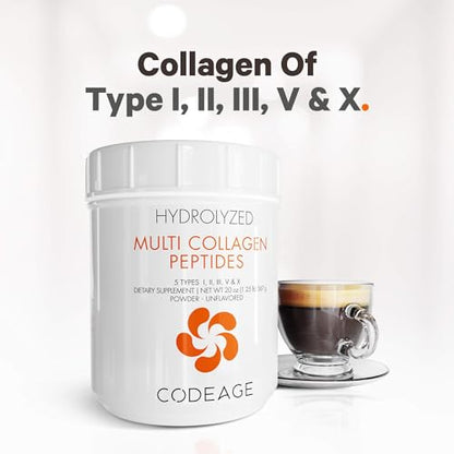 Code Age Multi-Collagen Protein Powder Hydrolyzed 20Oz All-in-One Super Bone Broth CodeageUS supplements
