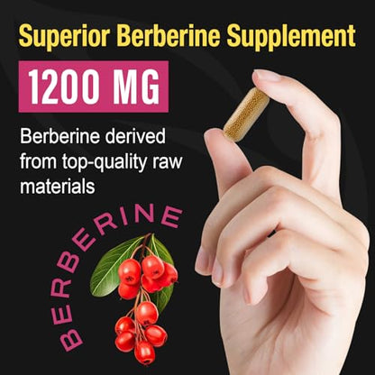 Berberine Supplement 1200mg Berberine HCL - High Bioavailability Microbeadlet Complex CanarataUS supplements