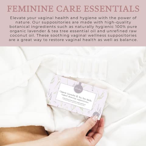Femallay Lavender and Tea Tree Oil Vaginal Cleansing Suppositories for Hygiene, 100% Natural Melts FemallayAu supplements