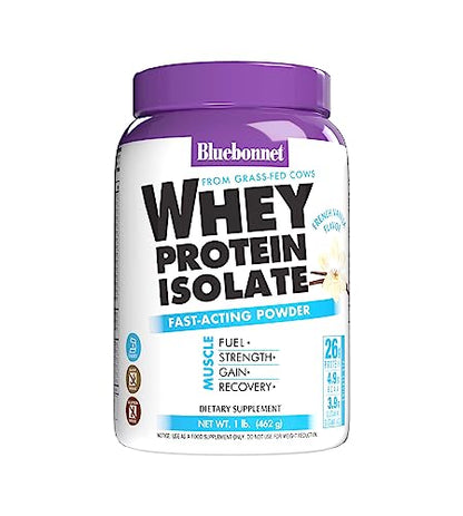 Bluebonnet Nutrition Whey Protein Isolate Powder, 14 Serving, Vanilla, 1 lb BluebonnetUS supplements