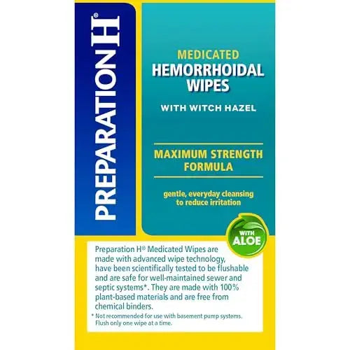 Preparation H Hemorrhoid Flushable Wipes with Witch Hazel for Skin Irritation Relief - 96 Count Preparation HAu supplements