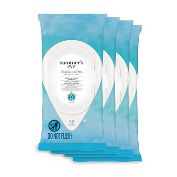 Summer's Eve Fragrance Free Gentle Daily Feminine Wipes, Removes Odor, pH balanced, 32 Count, 4 Pack Summer's EveAu supplements