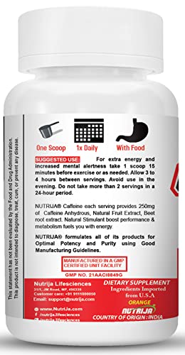 NutriJa Caffeine Powder Pre Workout Supplement - 100 Servings NutriJaAu supplements