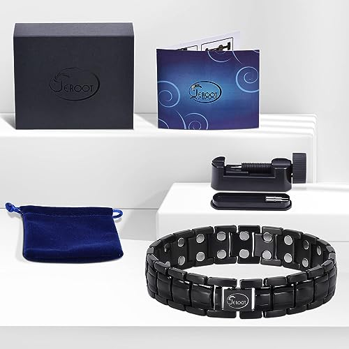 JEROOT Magnetic Bracelets for Men, Pure Titanium Double Row Strong Magnets JEROOTUS supplements