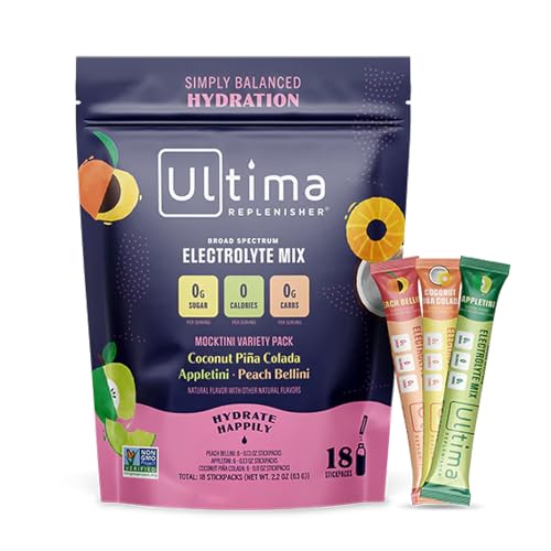 Ultima Replenisher Daily Electrolyte Drink Mix – Mocktini Variety, 18 Stickpacks – Hydration Ultima ReplenisherAu supplements