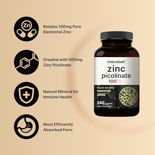 NatureBell Zinc Picolinate 100mg, 480 Count Capsules - Supports Immune System NatureBellAu supplements