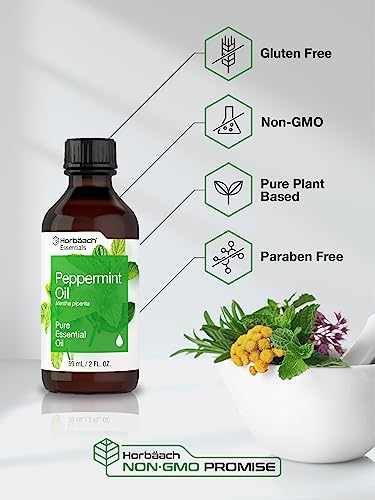 Horbaach Peppermint Oil | 2 fl oz | Pure Essential Spray | for Massage, Bath & Diffusers | Non-GMO HorbäachAu supplements