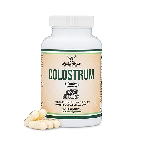 Colostrum Supplement 120 Capsules, 1,000mg per Serving (Bovine Colostrum Powder Double Wood SupplementsUS supplements