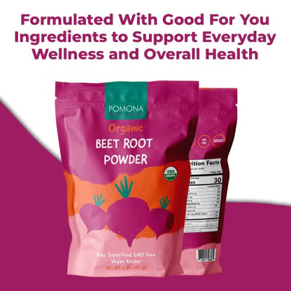 Pomona Wellness Organic Beetroot Powder, Superfood, Raw, Vegan & Non-GMO Pomona WellnessUS supplements
